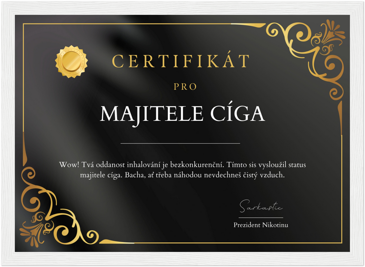 Certifikát Majitel Cíga