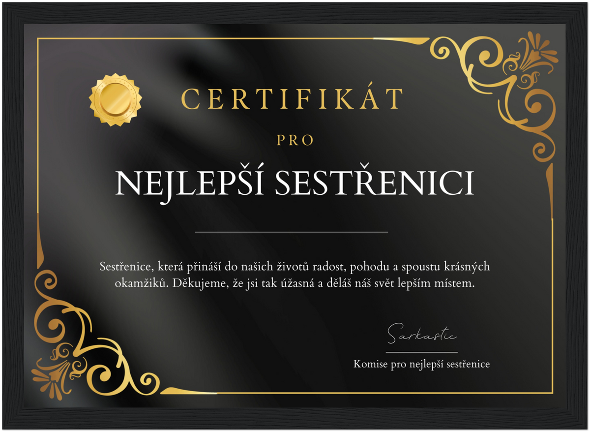 Certifikát Nejlepší Sestřenice