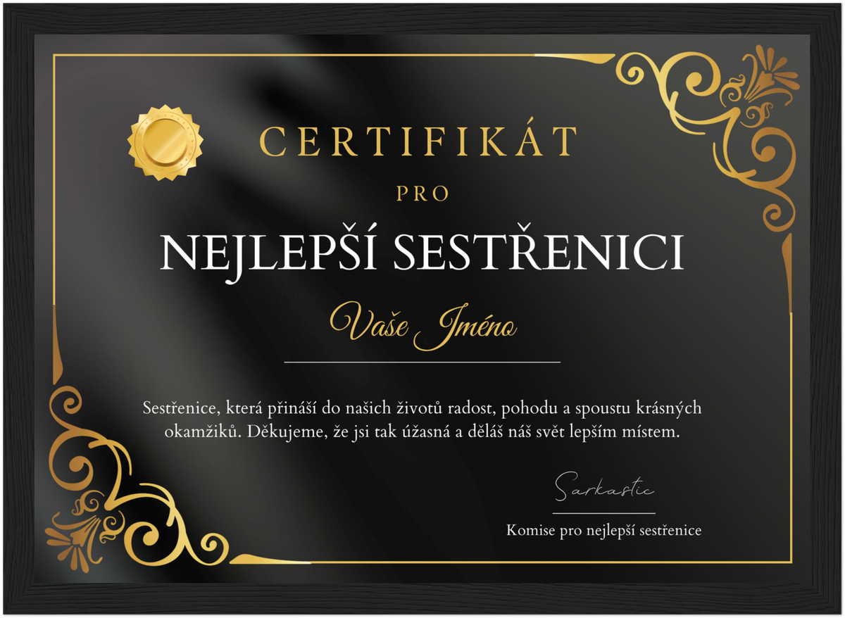 Certifikát Nejlepší Sestřenice
