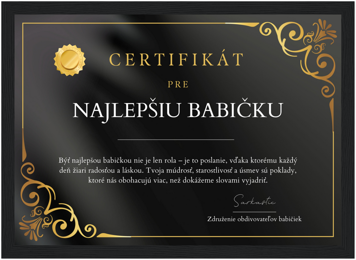 Certifikát Najlepšia Babička (SK)