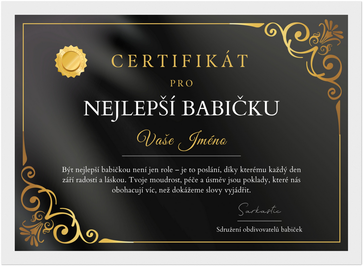 Certifikát Nejlepší Babička