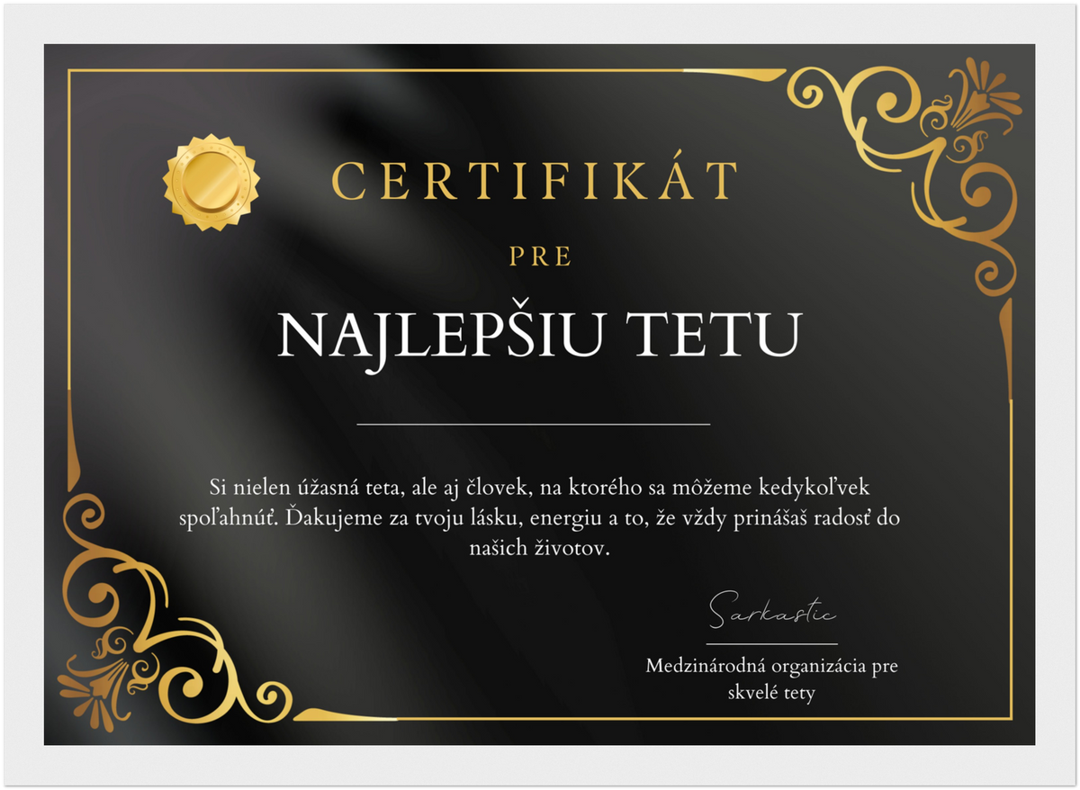 Certifikát Najlepšia Teta (SK)