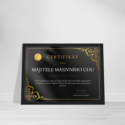 Certifikát Majitel Masivního Údu