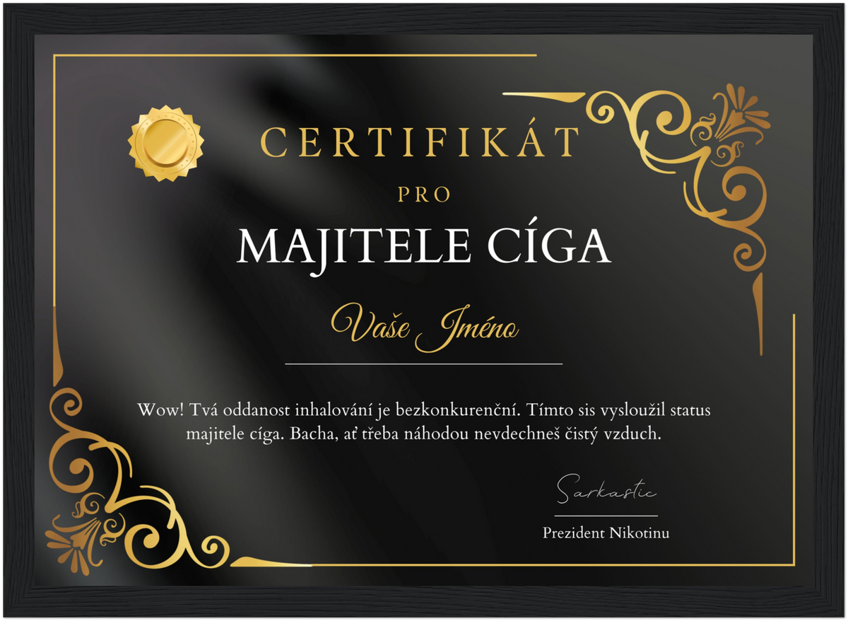 Certifikát Majitel Cíga
