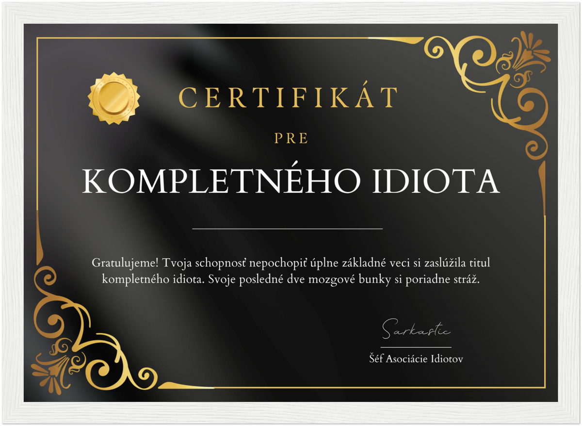 Certifikát Kompletný Idiot (SK)