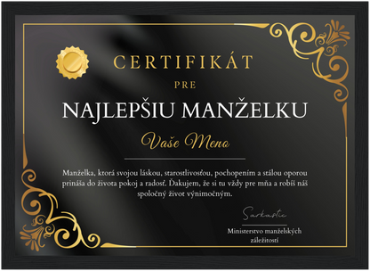 Certifikát Najlepšia Manželka (SK)