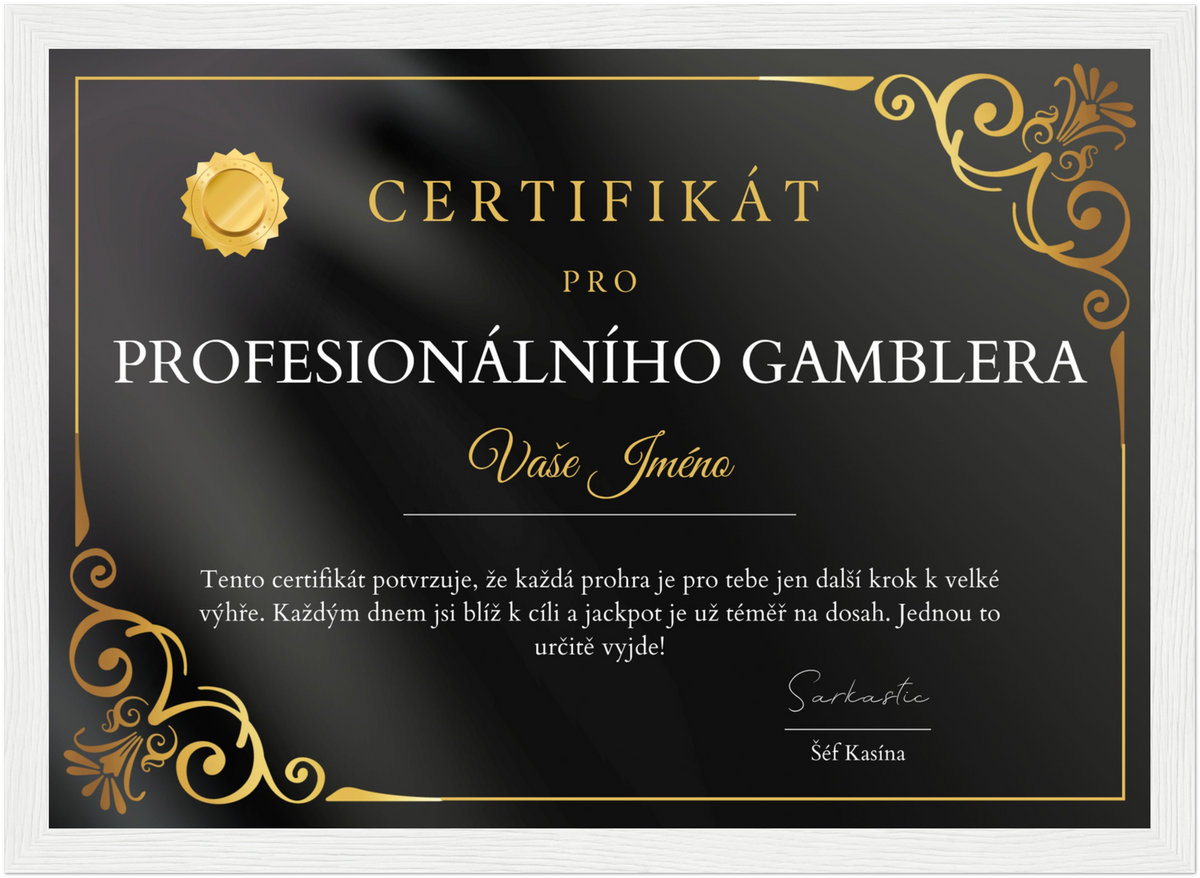 Certifikát Profesionální Gambler