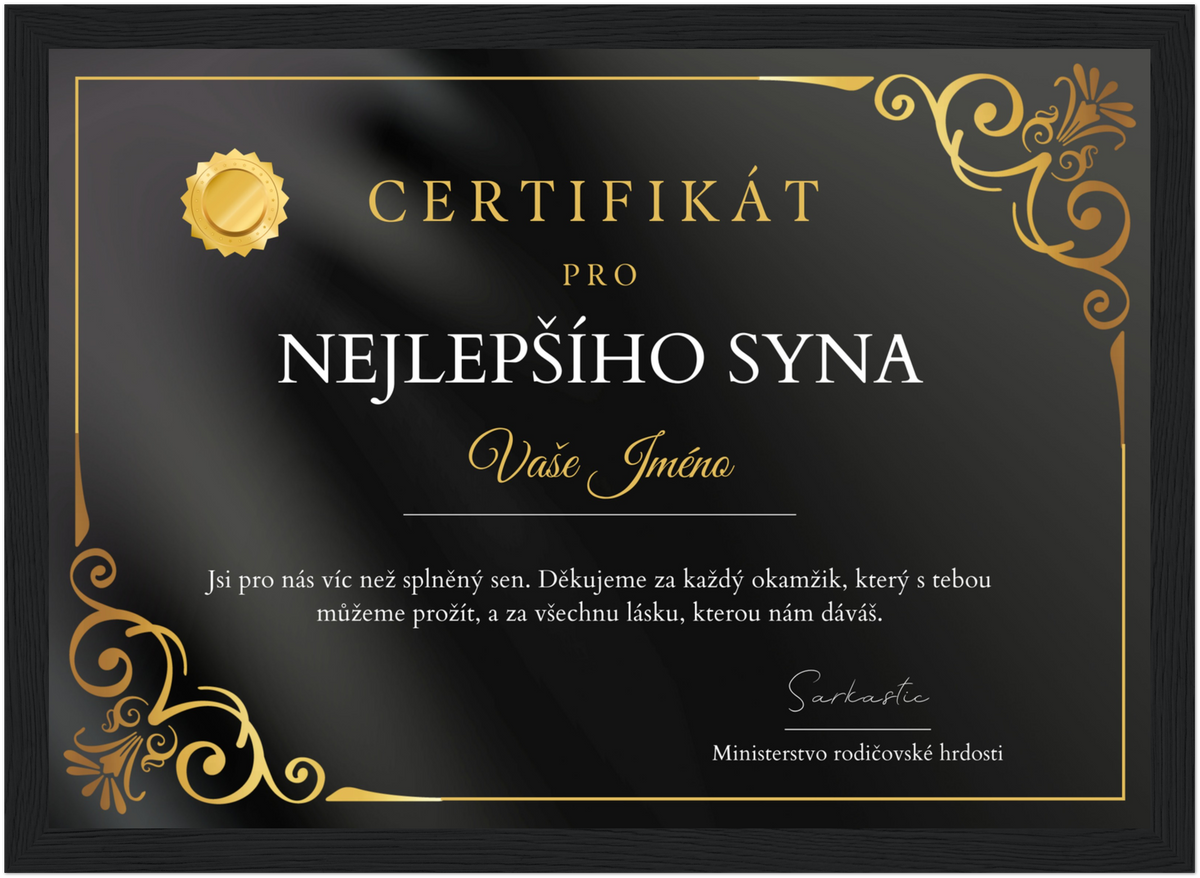 Certifikát Nejlepší Syn