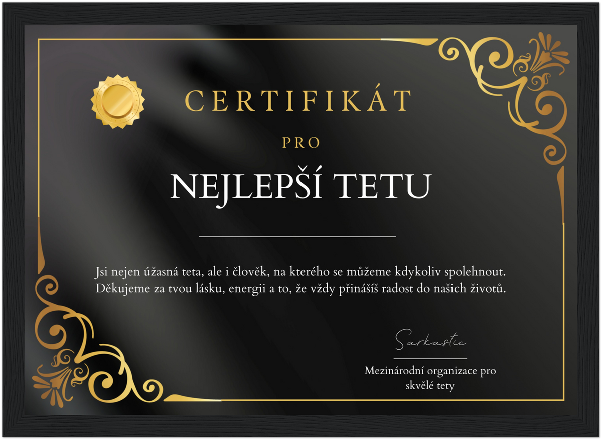Certifikát Nejlepší Teta