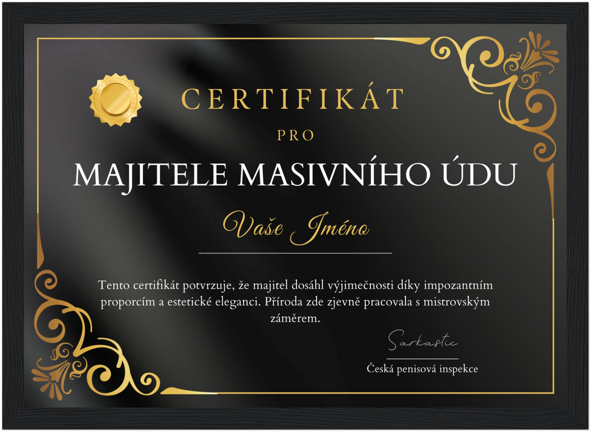 Certifikát Majitel Masivního Údu