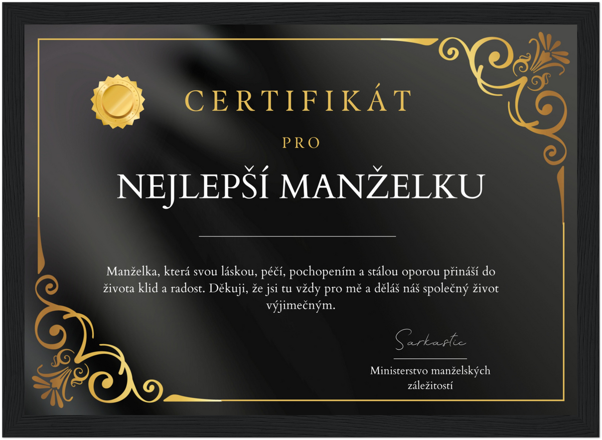 Certifikát Nejlepší Manželka