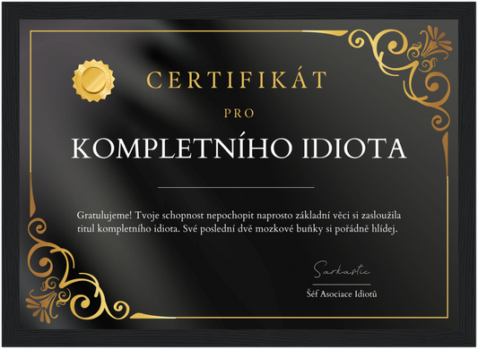 Certifikát Kompletní Idiot