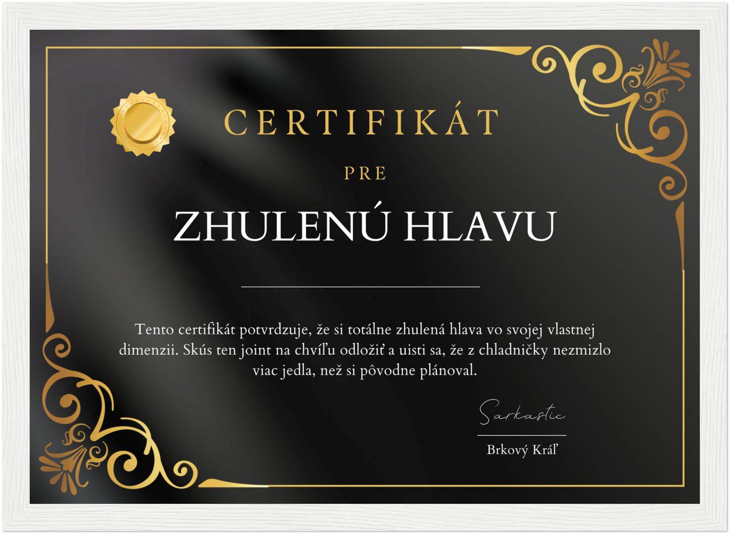 Certifikát Zhulená Hlava (SK)