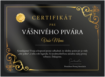 Certifikát Vášnivý Pivár (SK)