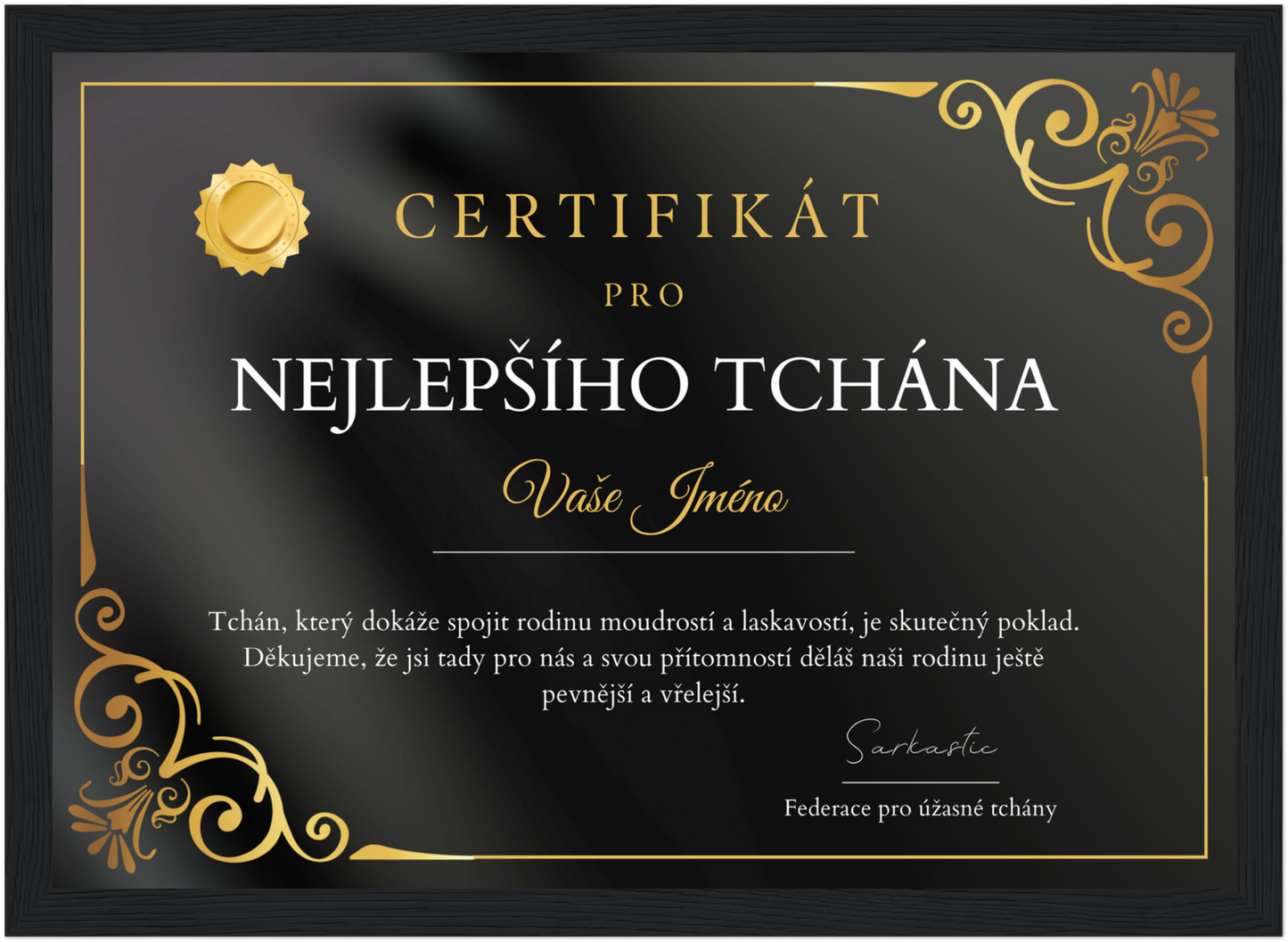 Certifikát Nejlepší Tchán