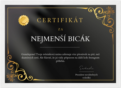 Certifikát Nejmenší Bicák
