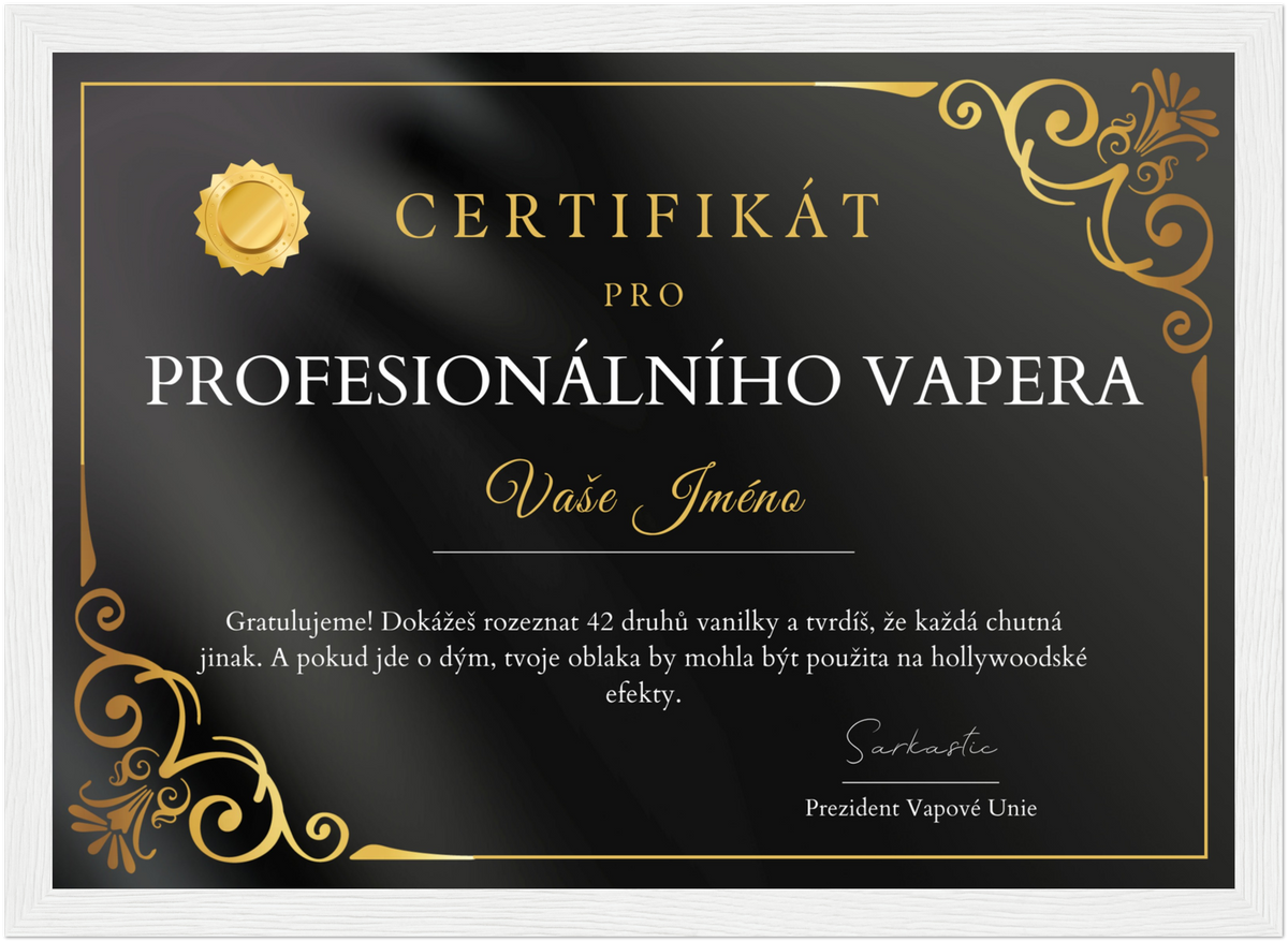 Certifikát Profesionální Vaper