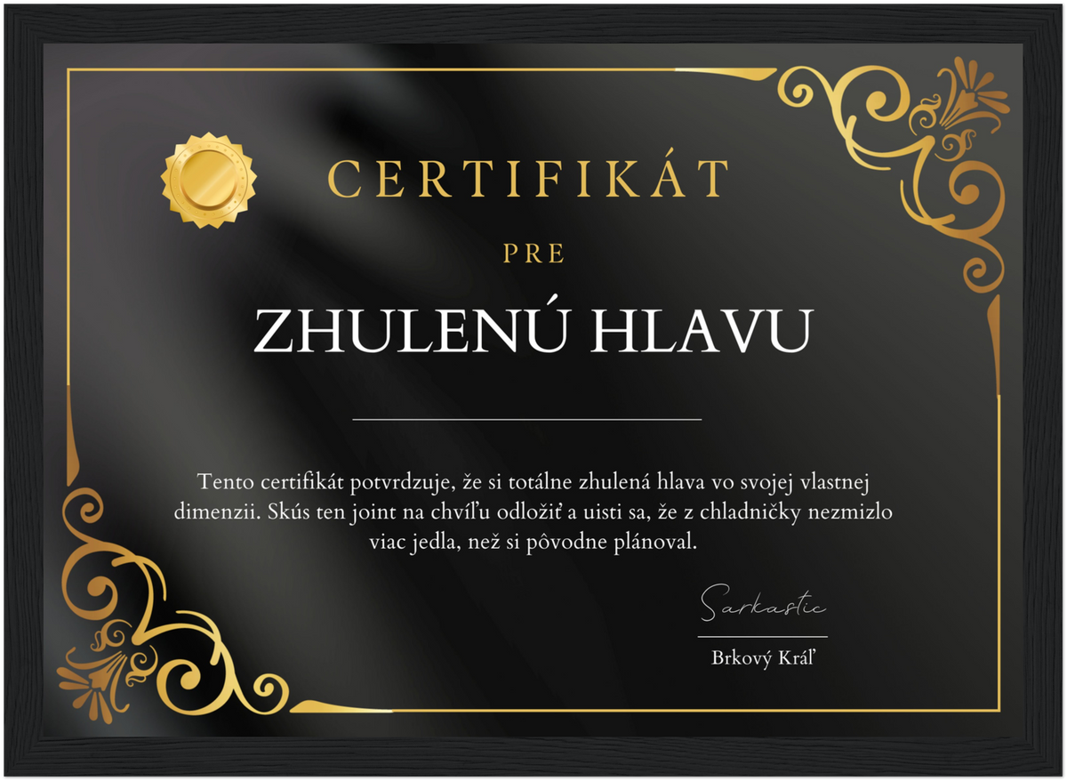 Certifikát Zhulená Hlava (SK)