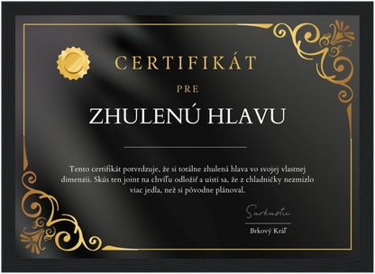 Certifikát Zhulená Hlava (SK)