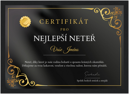 Certifikát Nejlepší Neteř