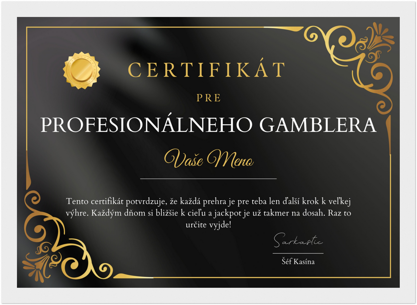 Certifikát Profesionálný Gambler (SK)