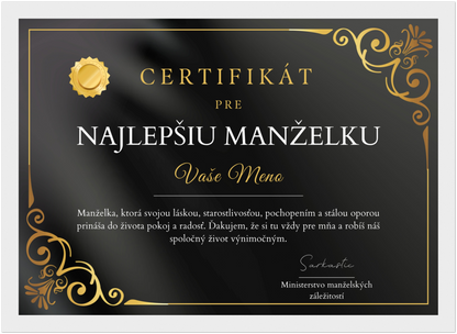 Certifikát Najlepšia Manželka (SK)