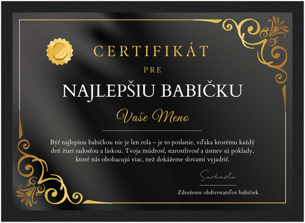 Certifikát Najlepšia Babička (SK)