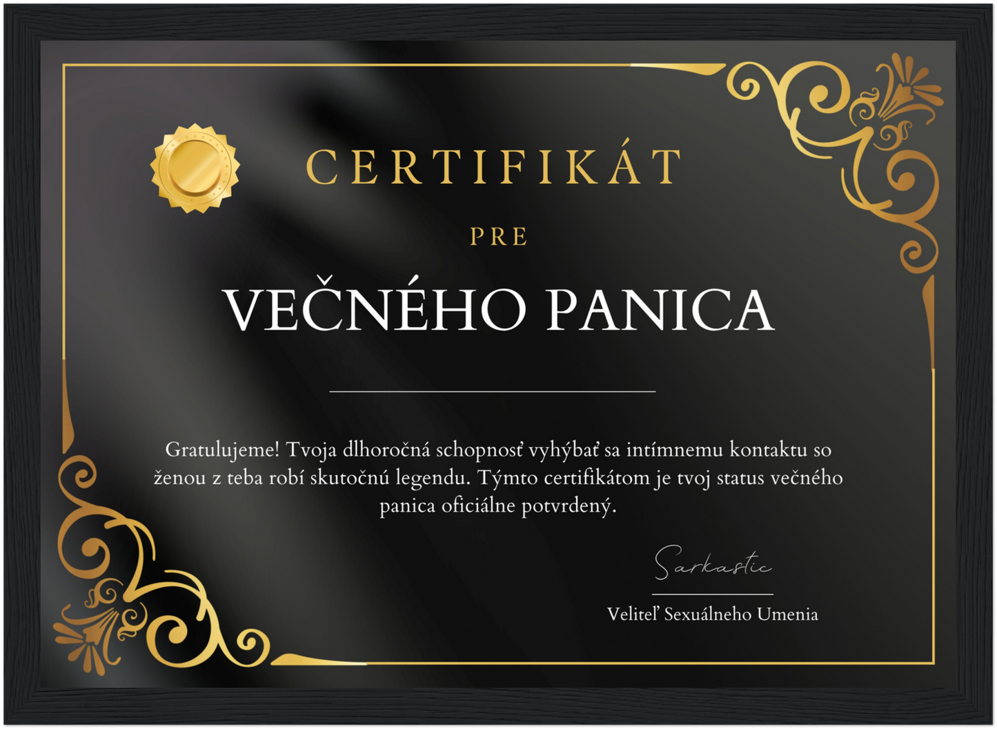 Certifikát Večný Panic (SK)