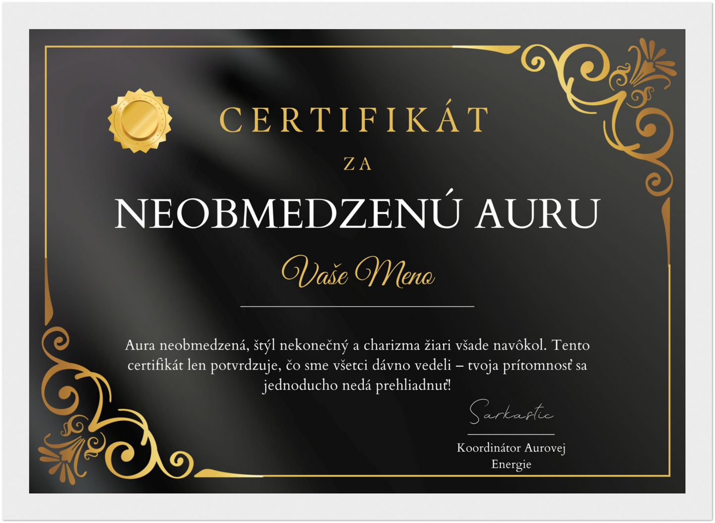 Certifikát Neobmezená Aura (SK)