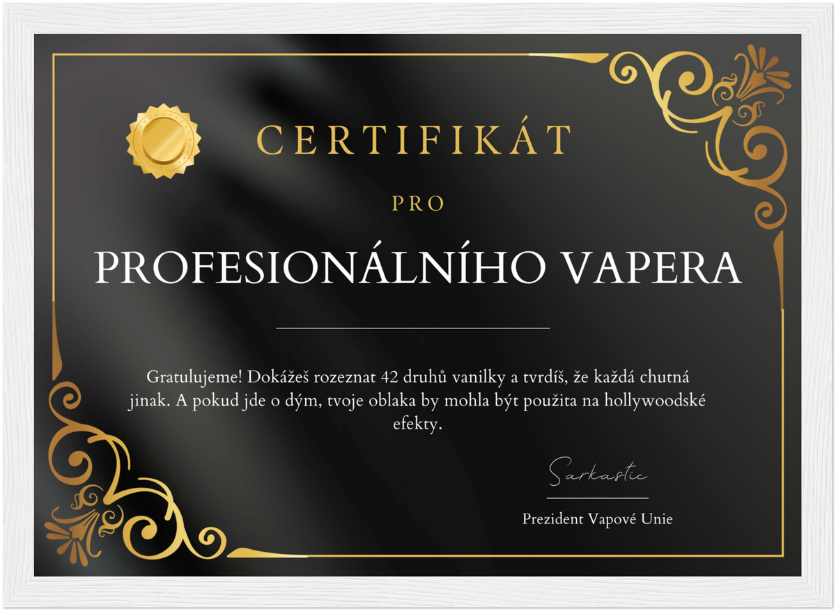 Certifikát Profesionální Vaper
