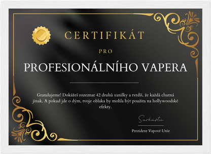 Certifikát Profesionální Vaper